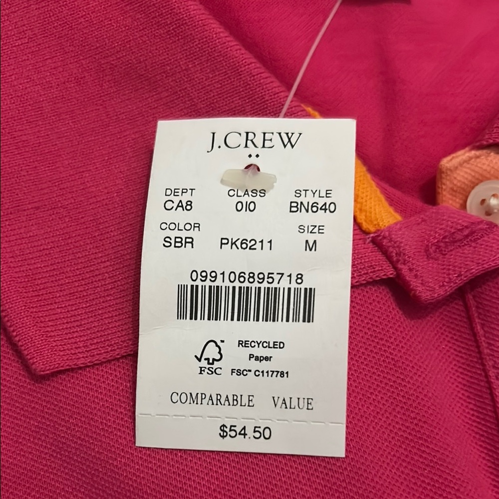 J. Crew Women’s Polo Shirt - Pink, Green, and Navy - Picture 2 of 2